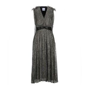 Halpern Vestido Midi Metalizado Dress